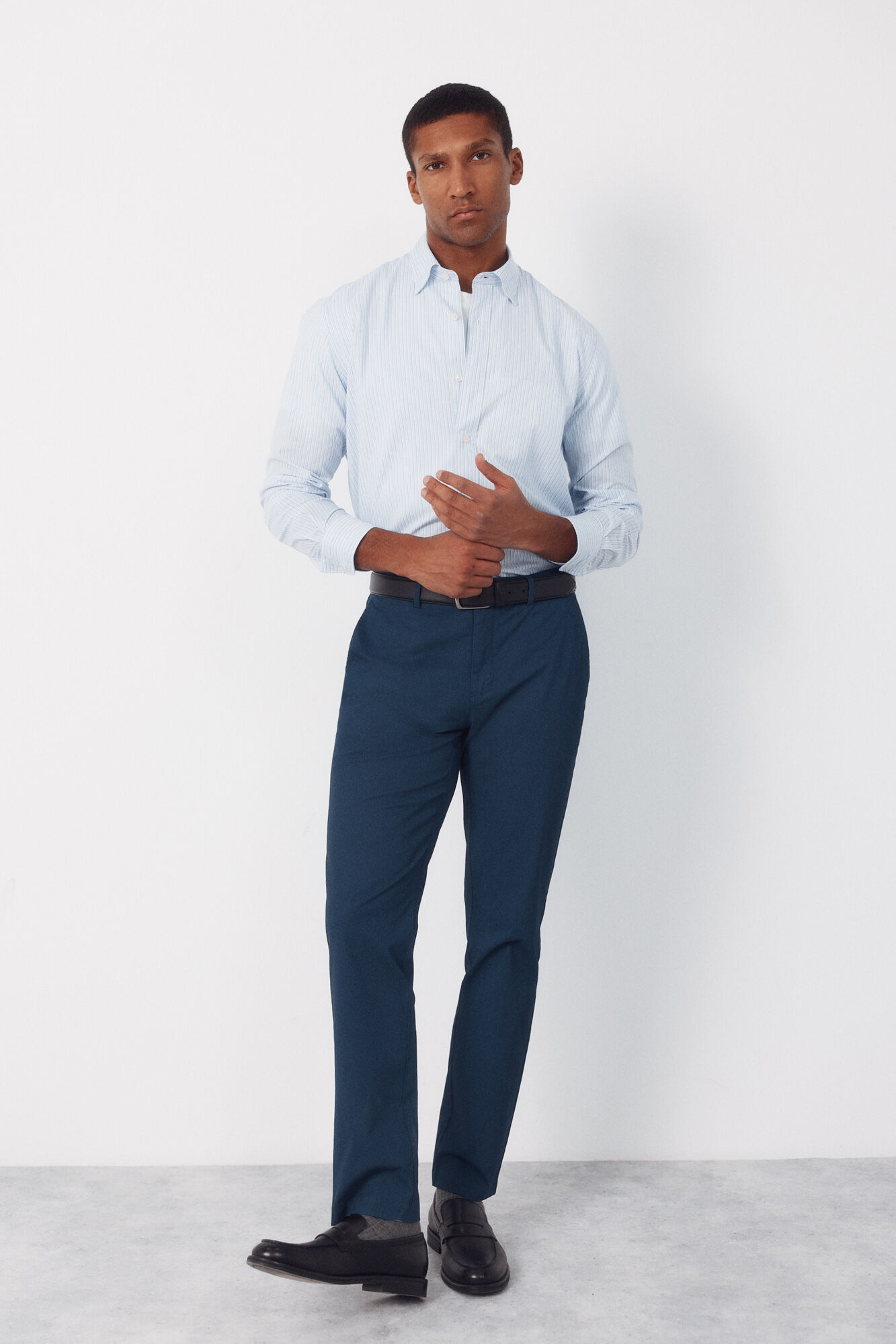 Cortefiel Pantal&oacute;n chino microprint regular Azul