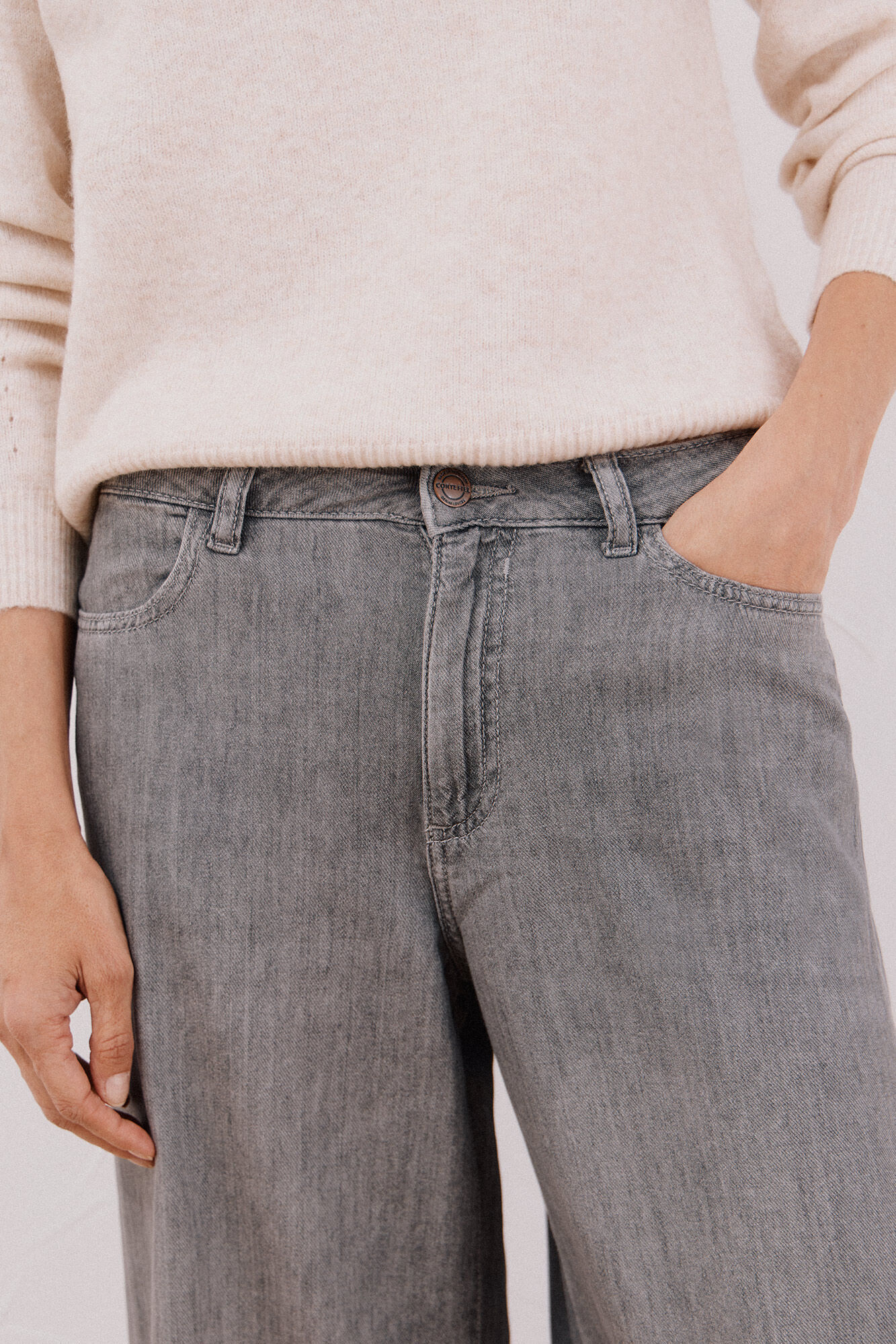 Cortefiel Jeans long palazzo  Gris oscuro