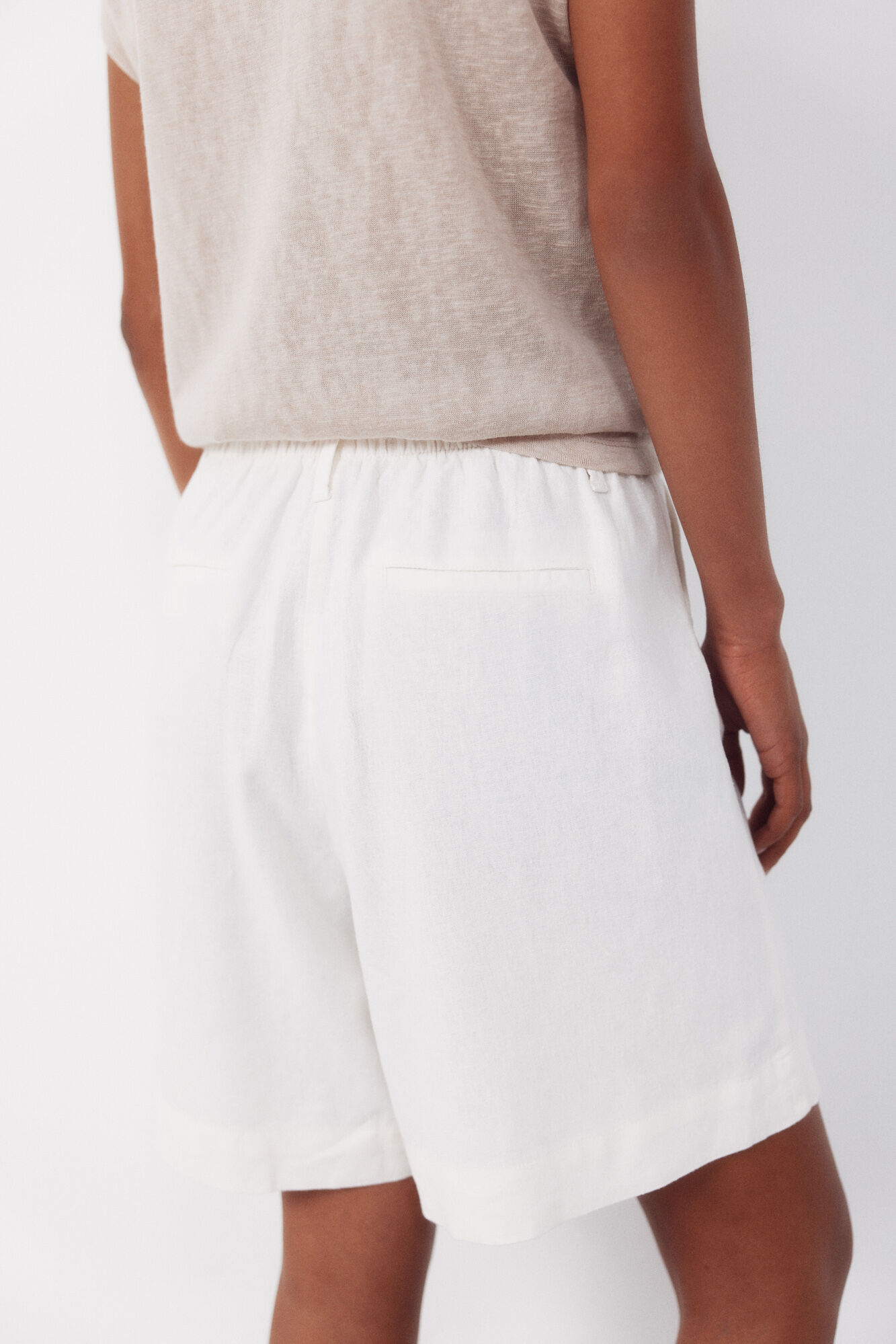 Cortefiel Bermudas de lino lisas Blanco