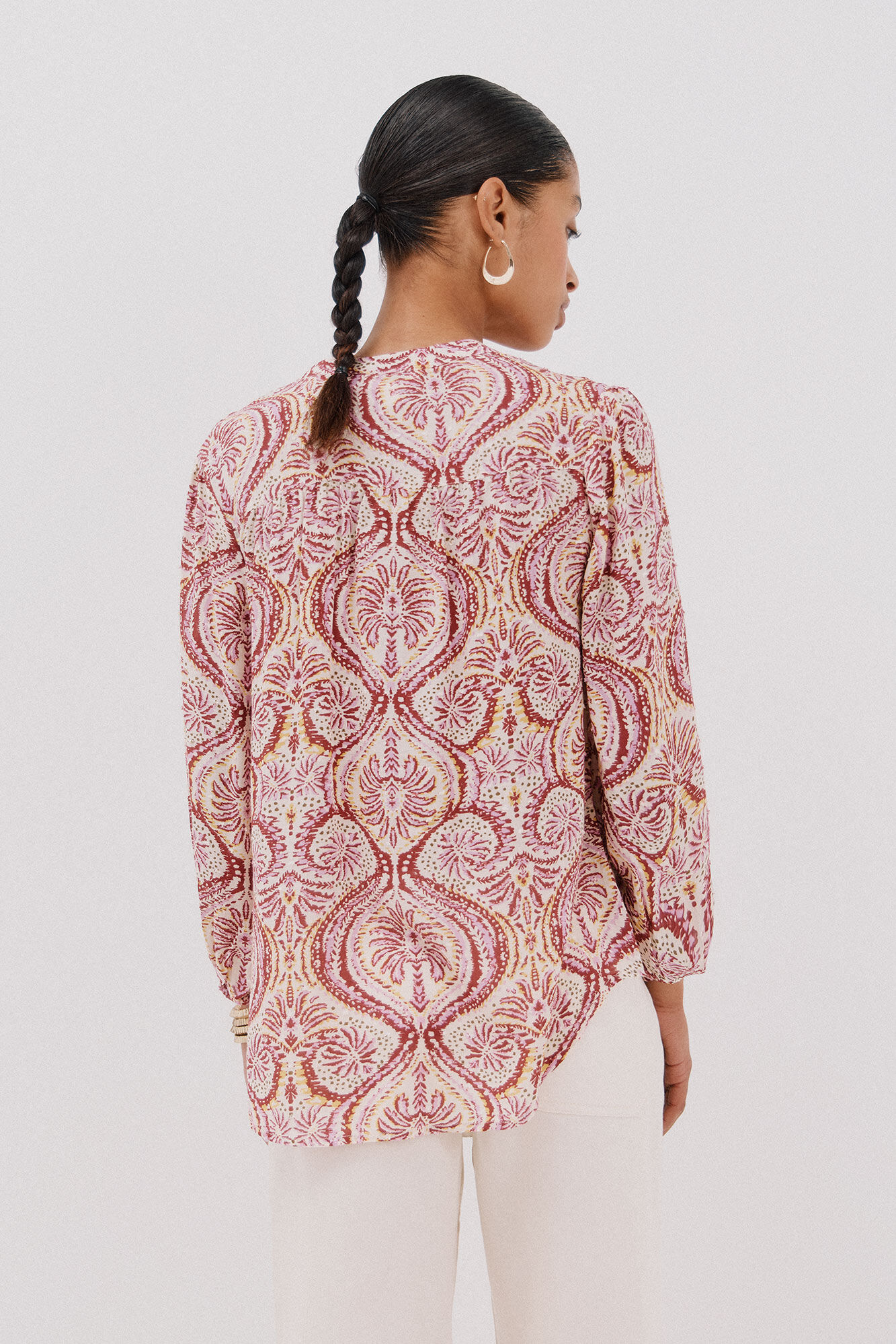 Cortefiel Blusa canes&uacute; delantro Estampado granate