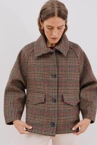 Cortefiel Abrigo corto tejido cuadros