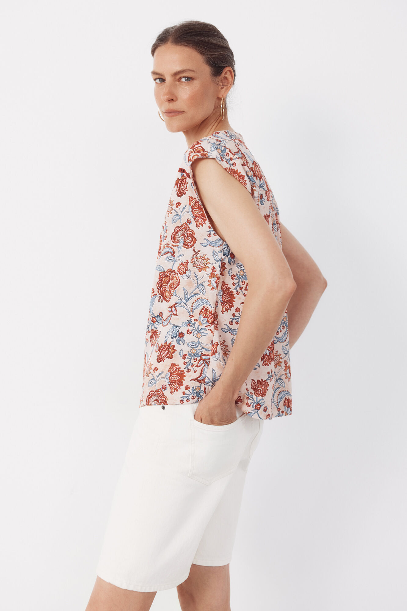 Cortefiel Blusa con encaje Estampado rojo