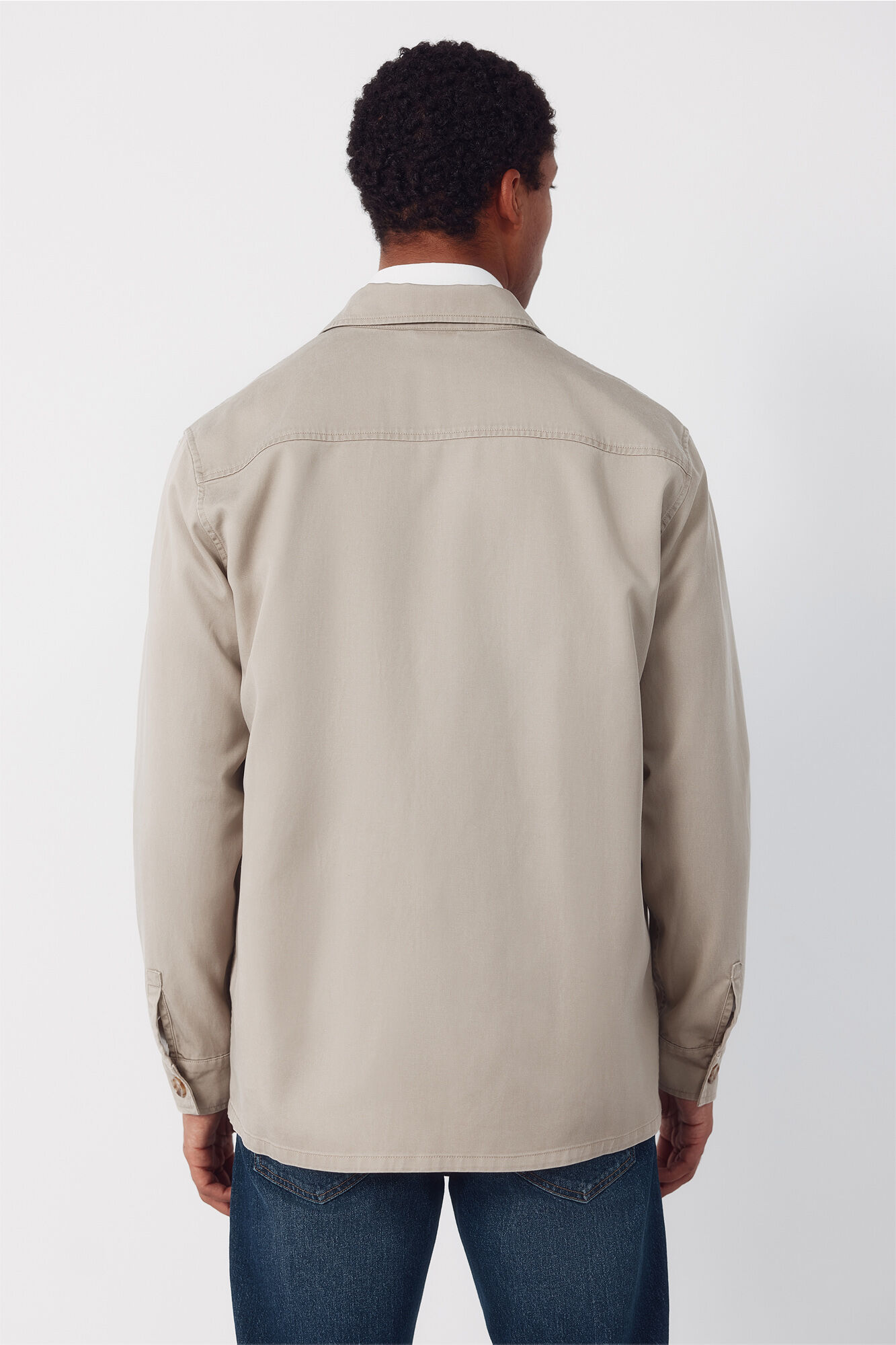 Cortefiel Sobrecamisa lisa Tencel Beige