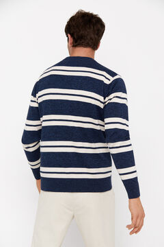 Cortefiel Jersey algodón rayas cuello redondo Azul marino