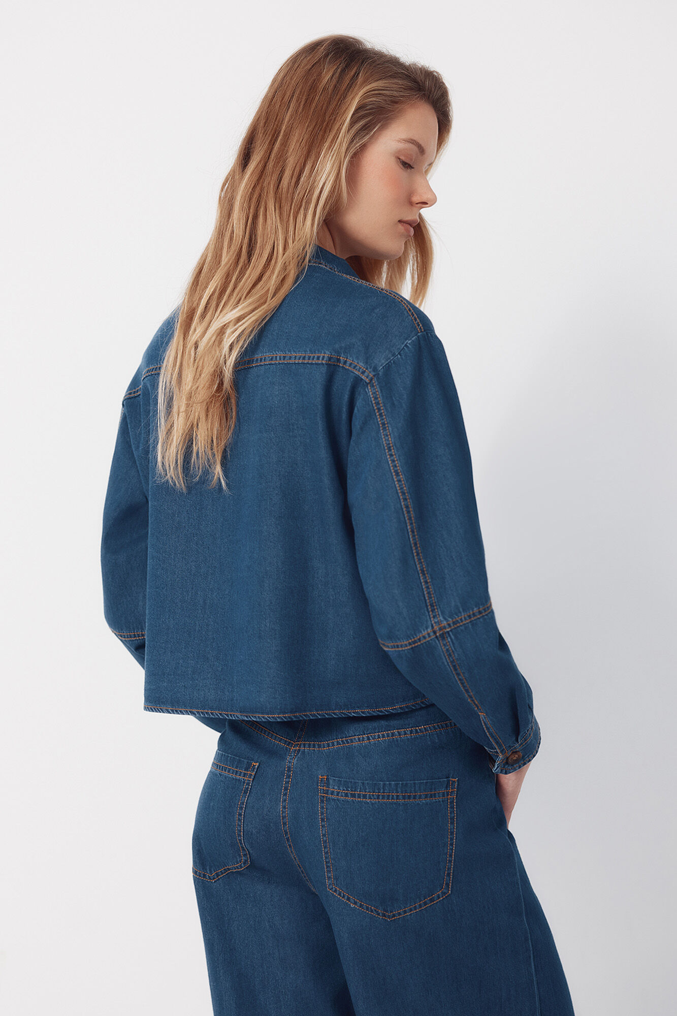 Cortefiel Camisa de mezclilla suave Azul