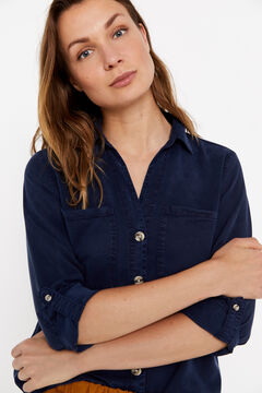 Cortefiel Camisa Cargo 100% Tencel Turquesa