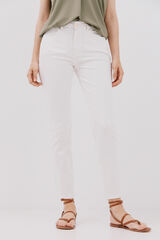 Cortefiel Pantalones pitillo crop color Blanco