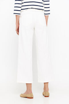 Cortefiel pantalón denim fit palazzo crop Blanco
