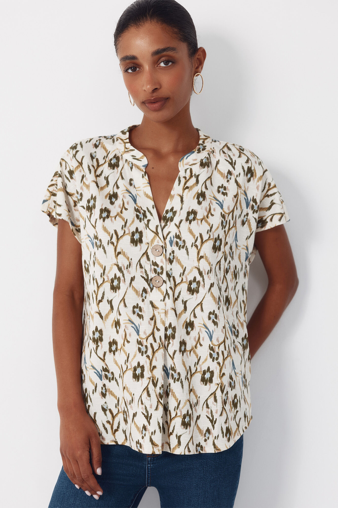 Cortefiel Blusa c&oacute;moda Estampado verde