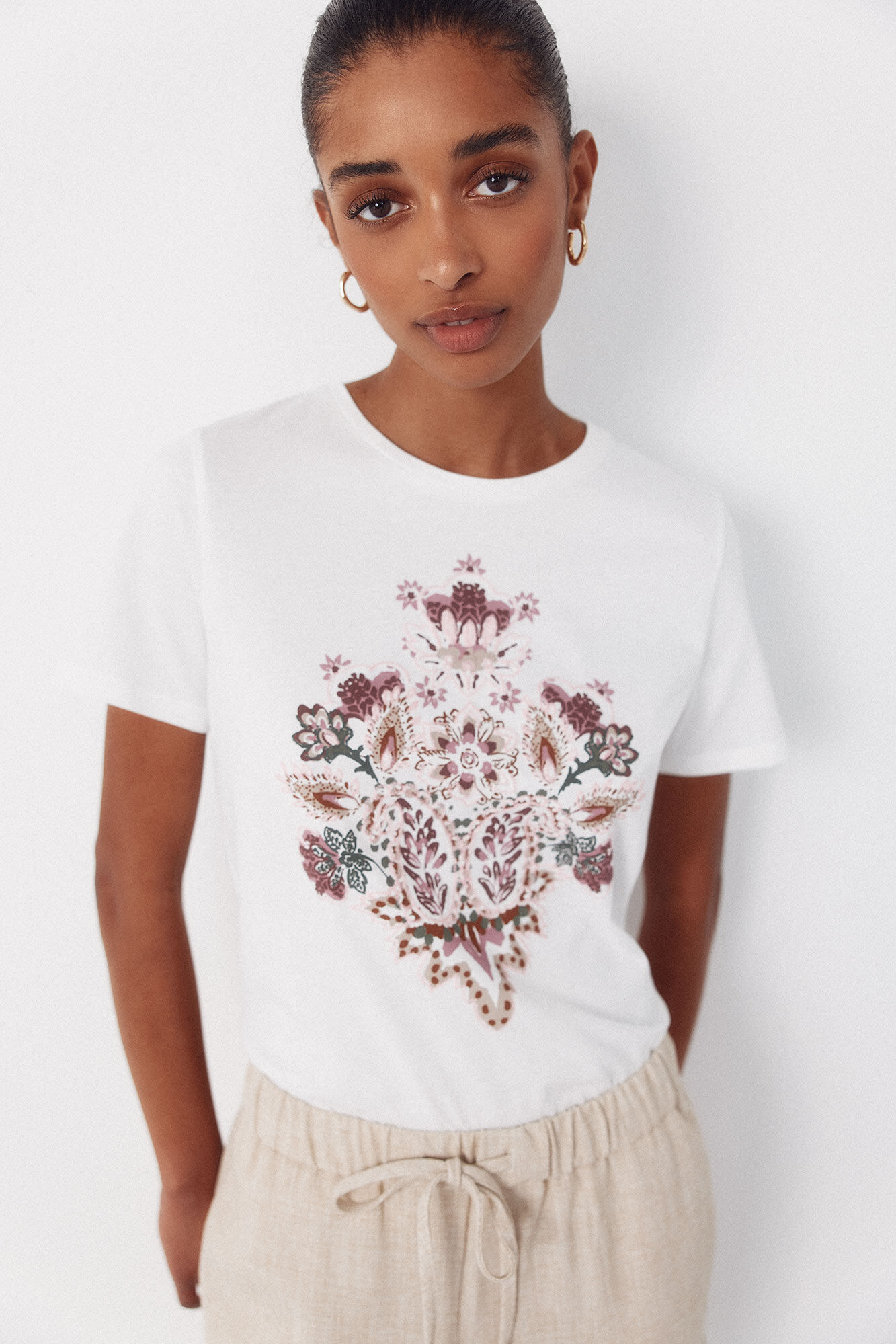 Cortefiel Playera estampada floral