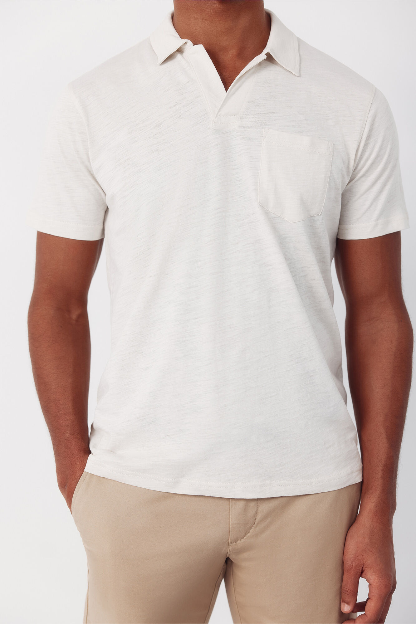 Cortefiel Polo liso slub Marfil
