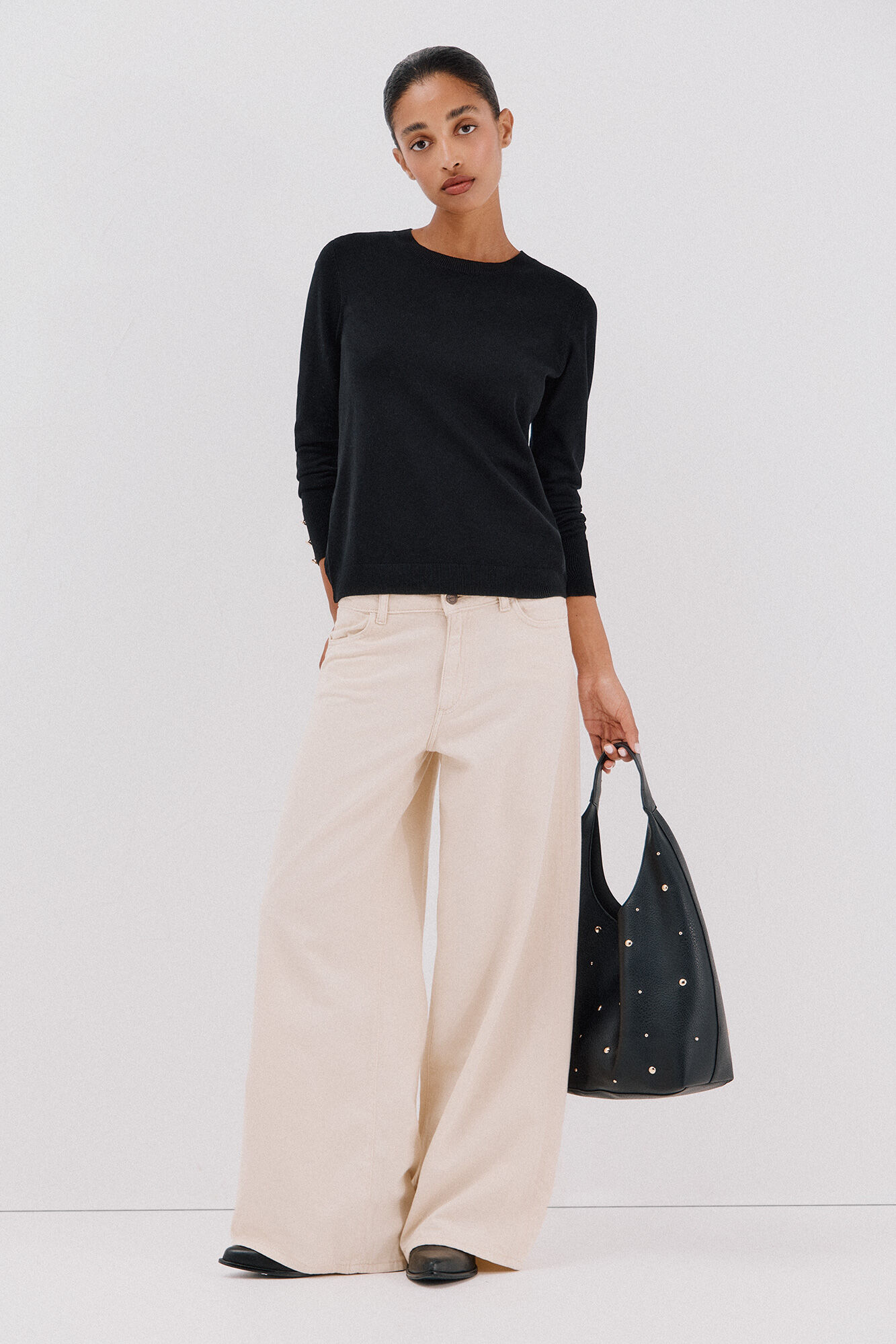 Cortefiel Su&eacute;ter de tejido fino Negro