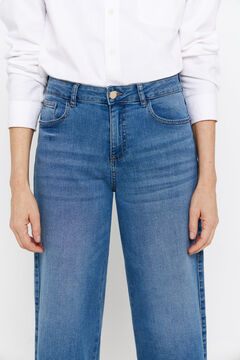 Cortefiel pantalón denim fit palazzo crop Azul