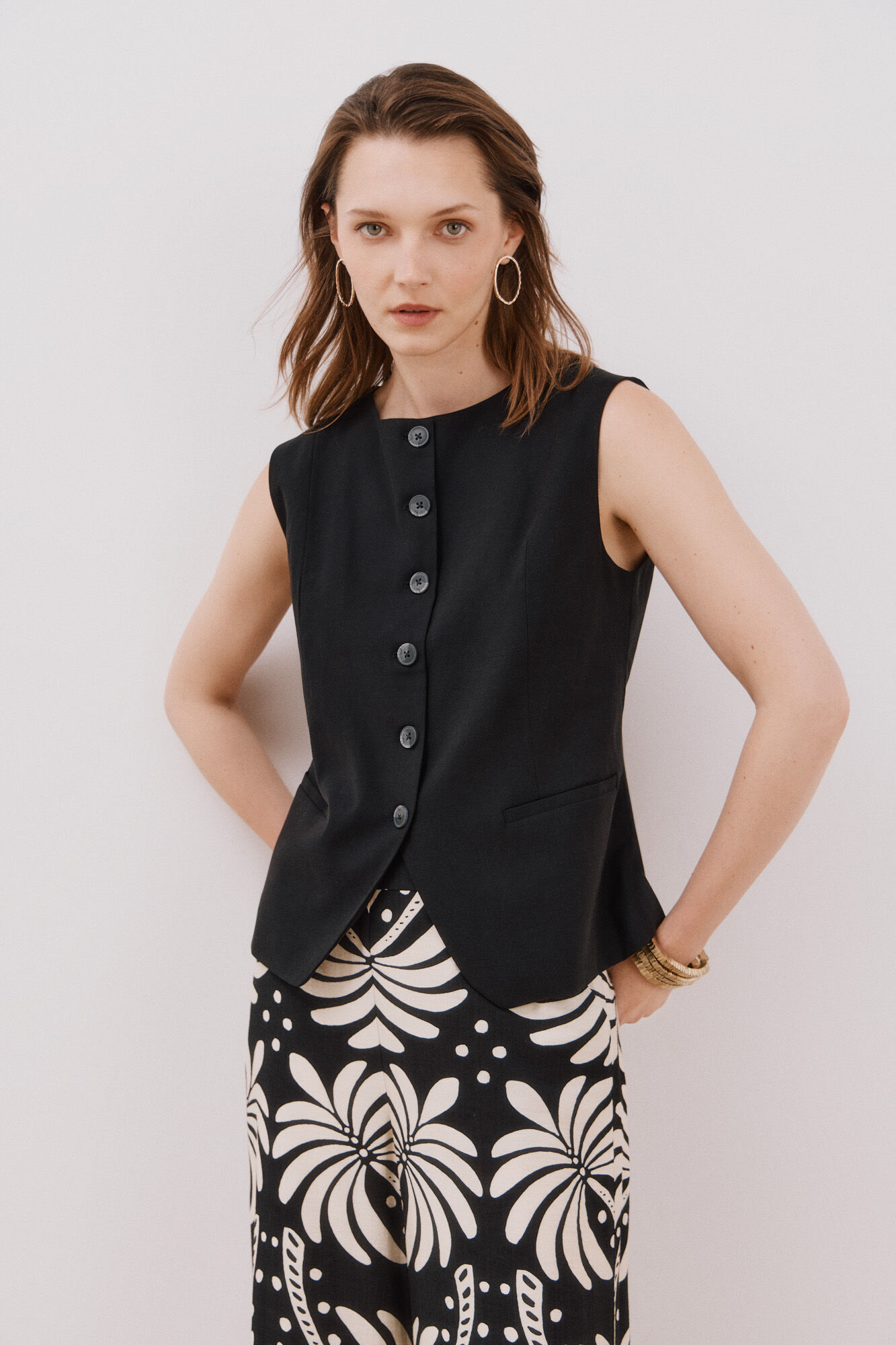 Cortefiel Chaleco cerrado Negro