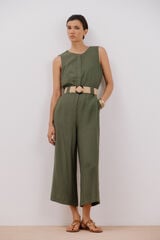 Cortefiel Jumpsuit con cinturón a contraste Kaki