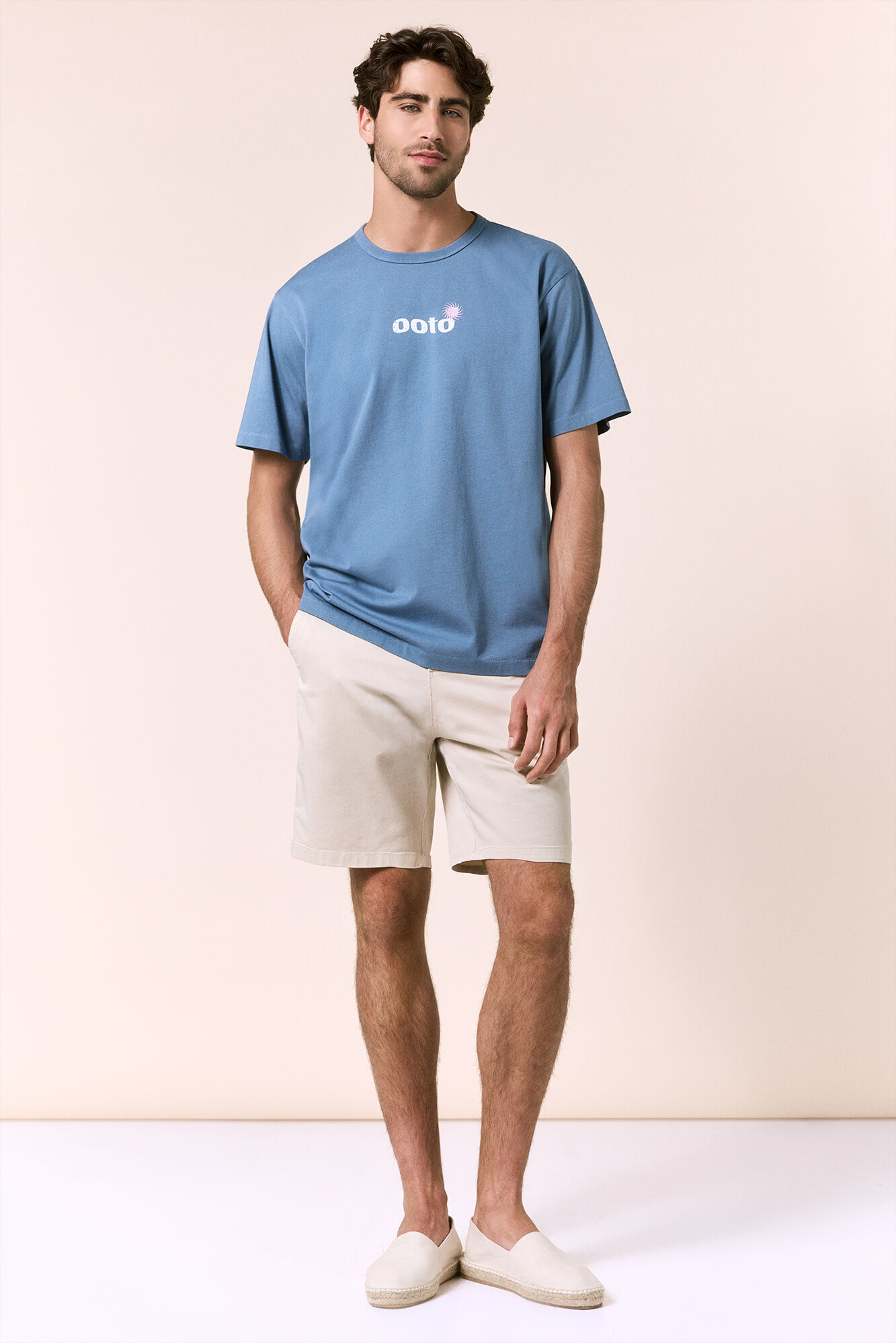 OOTO Camiseta gr&aacute;fica lavada Azul