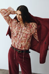 Cortefiel Blusa volante delantero Estampado blanco