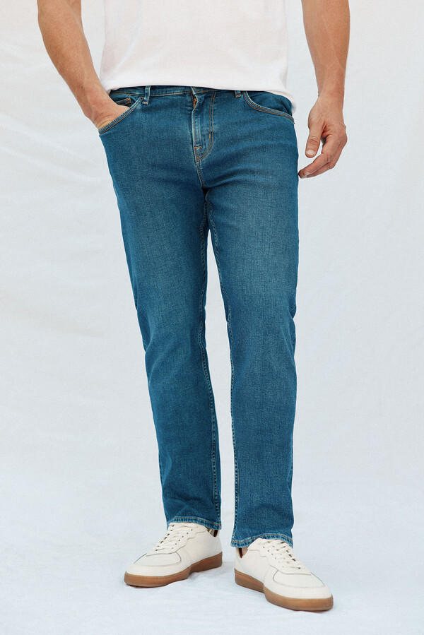 Cortefiel Pantalón denim regular fit Azul