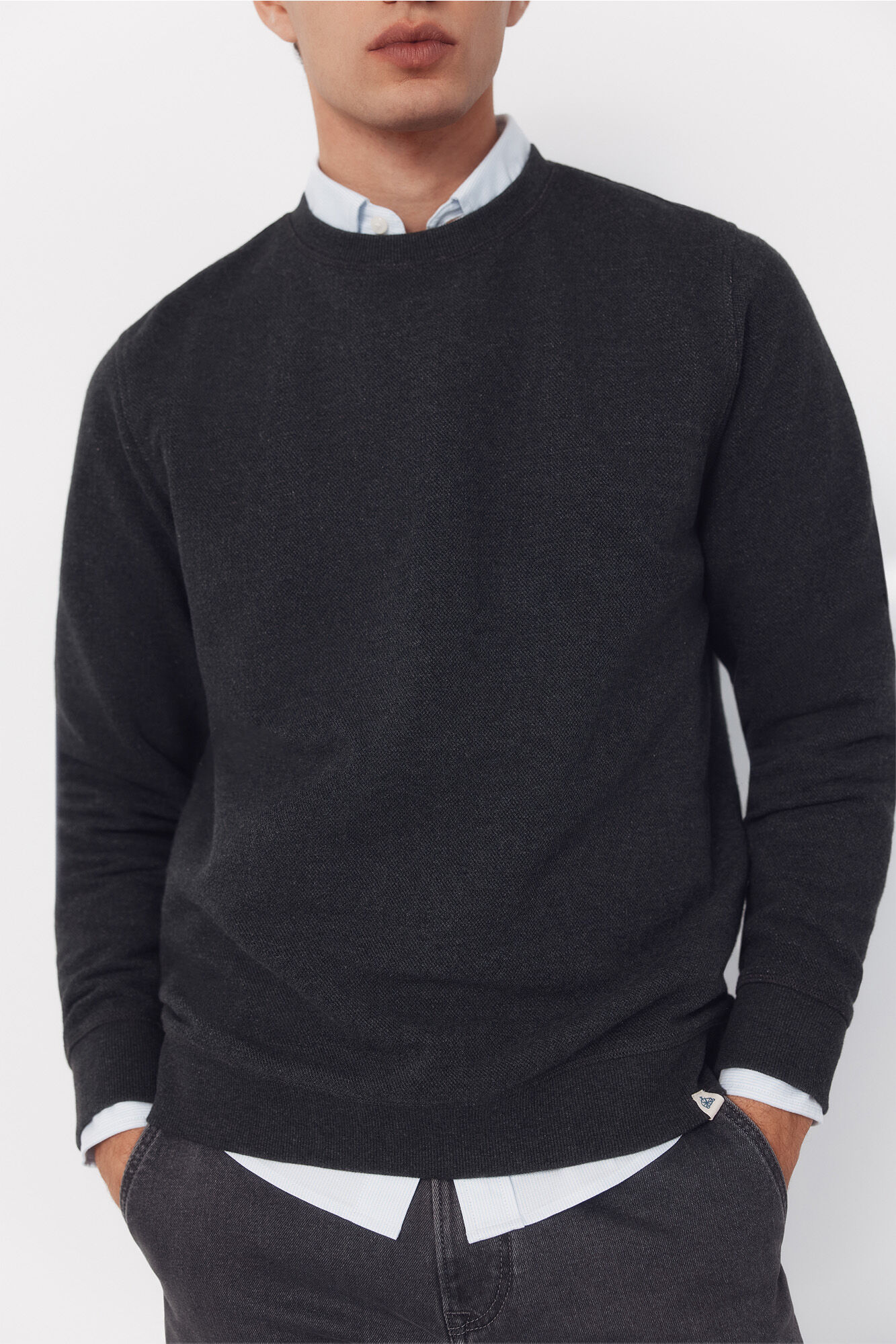 Cortefiel Sudadera estructura cuello caja Gris