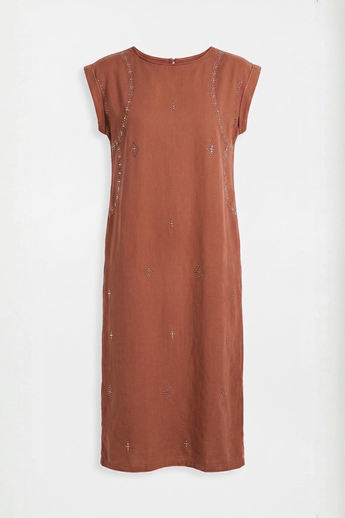 Slowlove Vestido tachas Marr&oacute;n