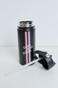 Dash and Stars Botella de acero inoxidable negra