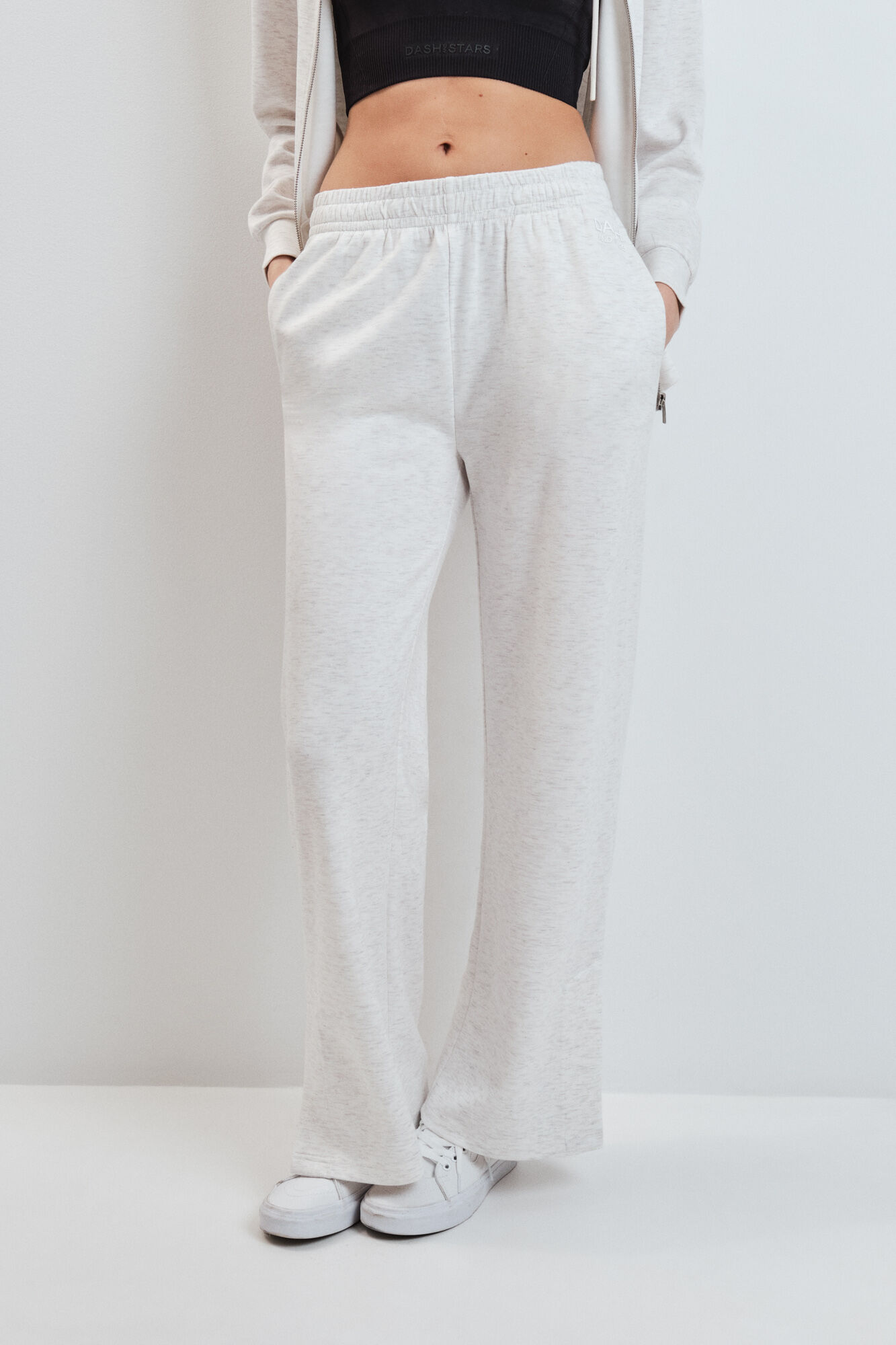 Dash and Stars Pantal&oacute;n largo holgado de viscosa suave gris gris