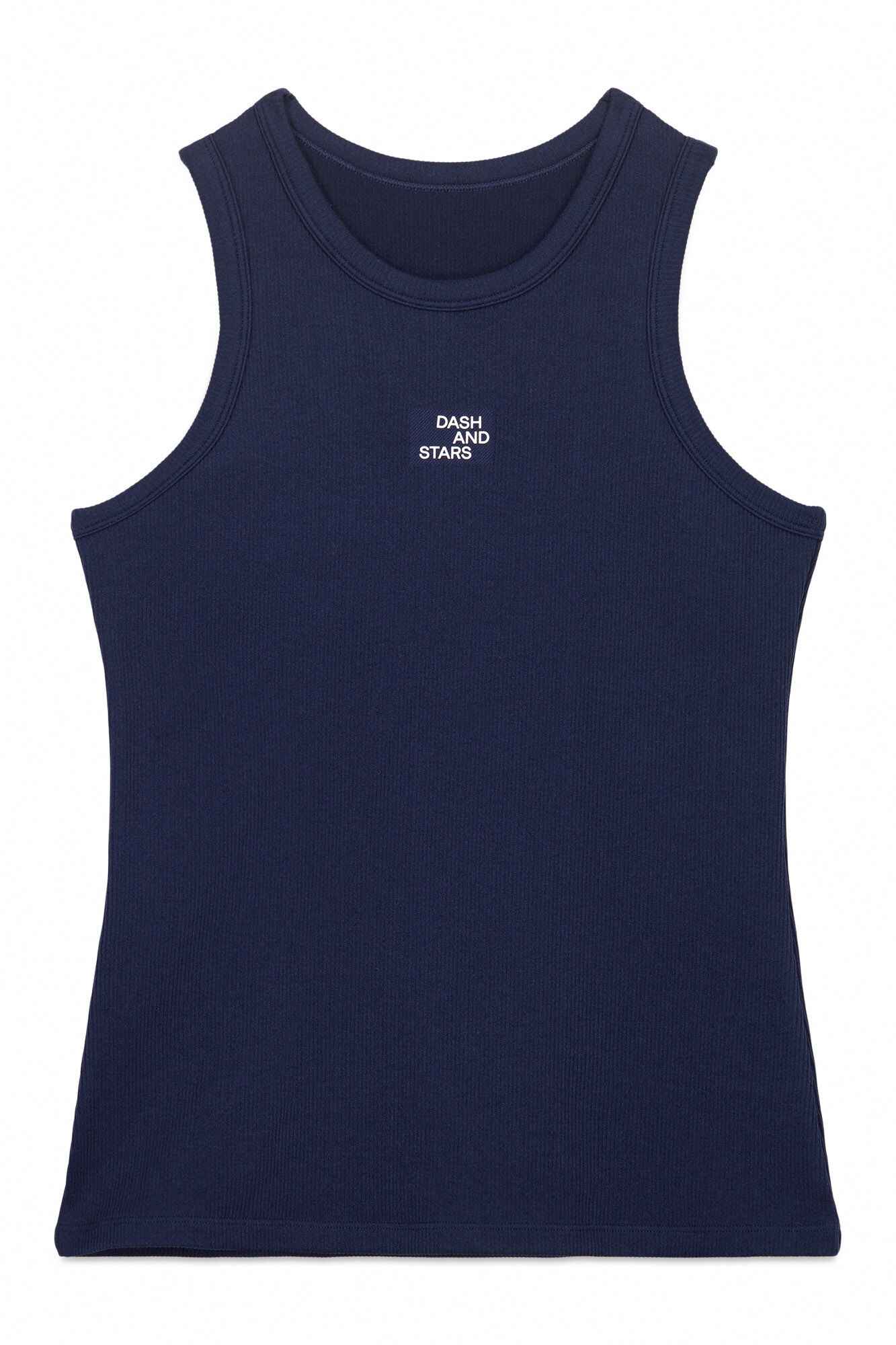 Dash and Stars Playera de algod&oacute;n acanalado azul con cuello cuello halter azul