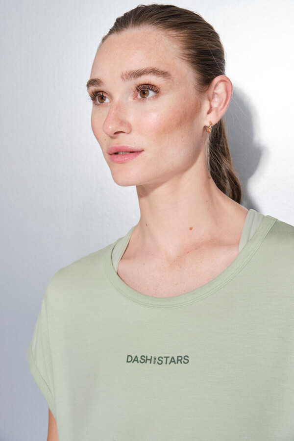 Dash and Stars Playera de tejido verde extra suave verde