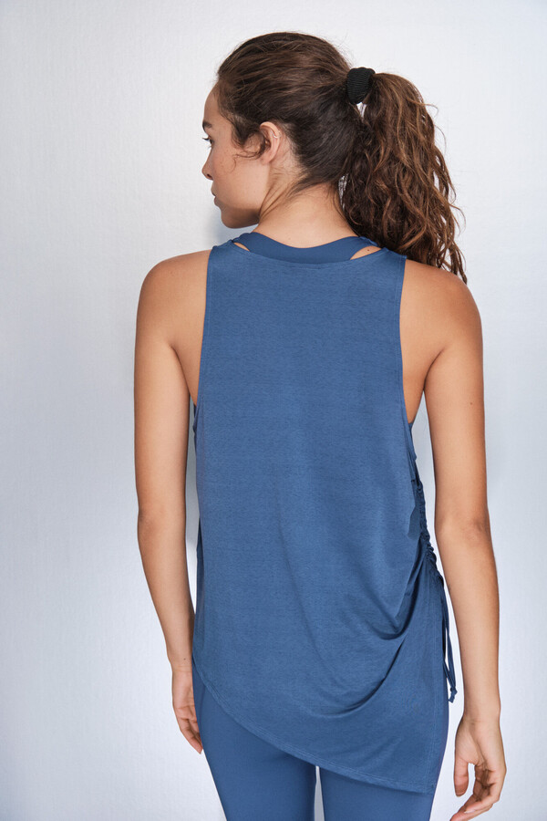 Dash and Stars Playera azul asimétrica de cuello halter azul