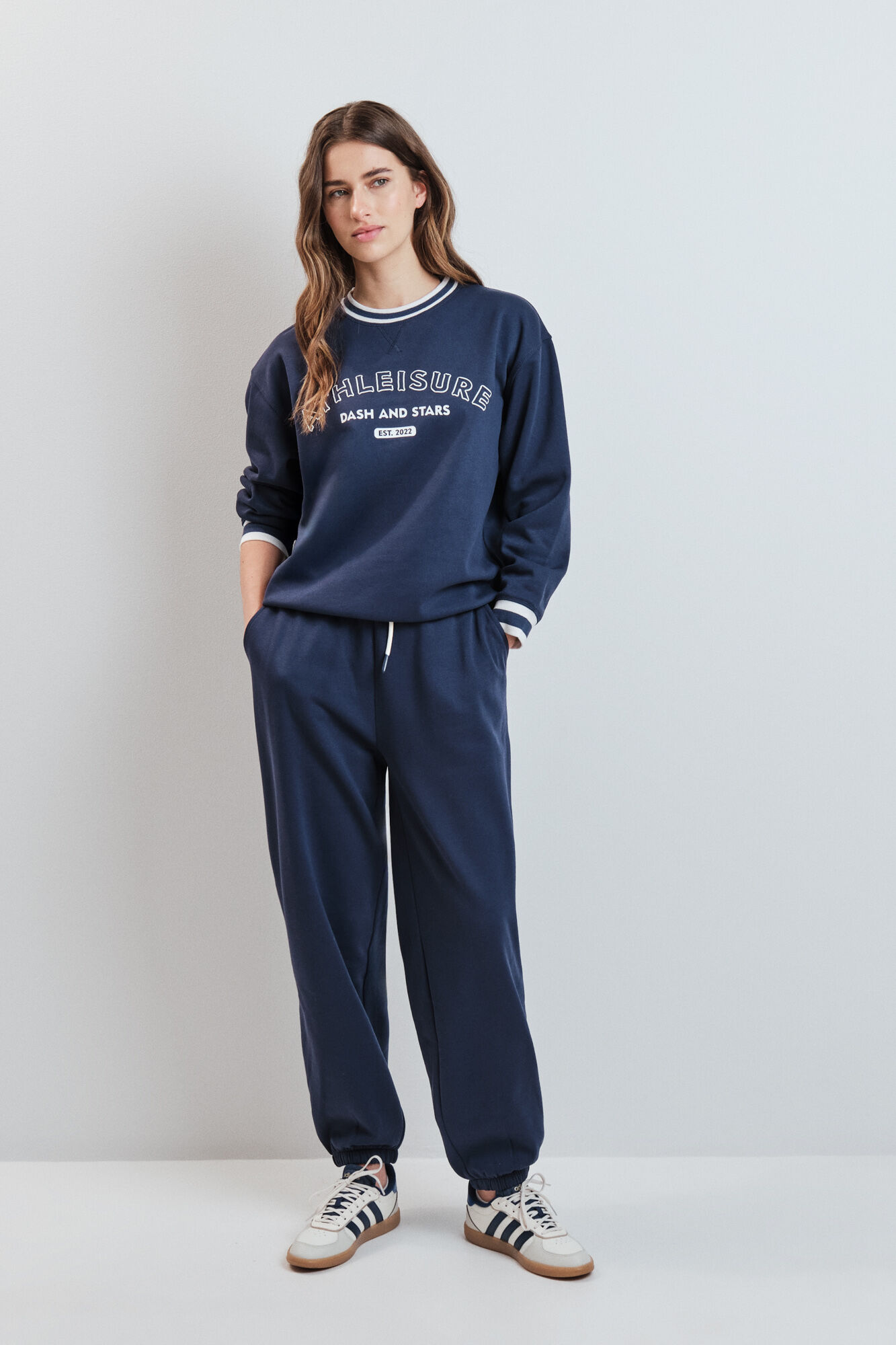 Dash and Stars Pantal&oacute;n recto de felpa azul azul