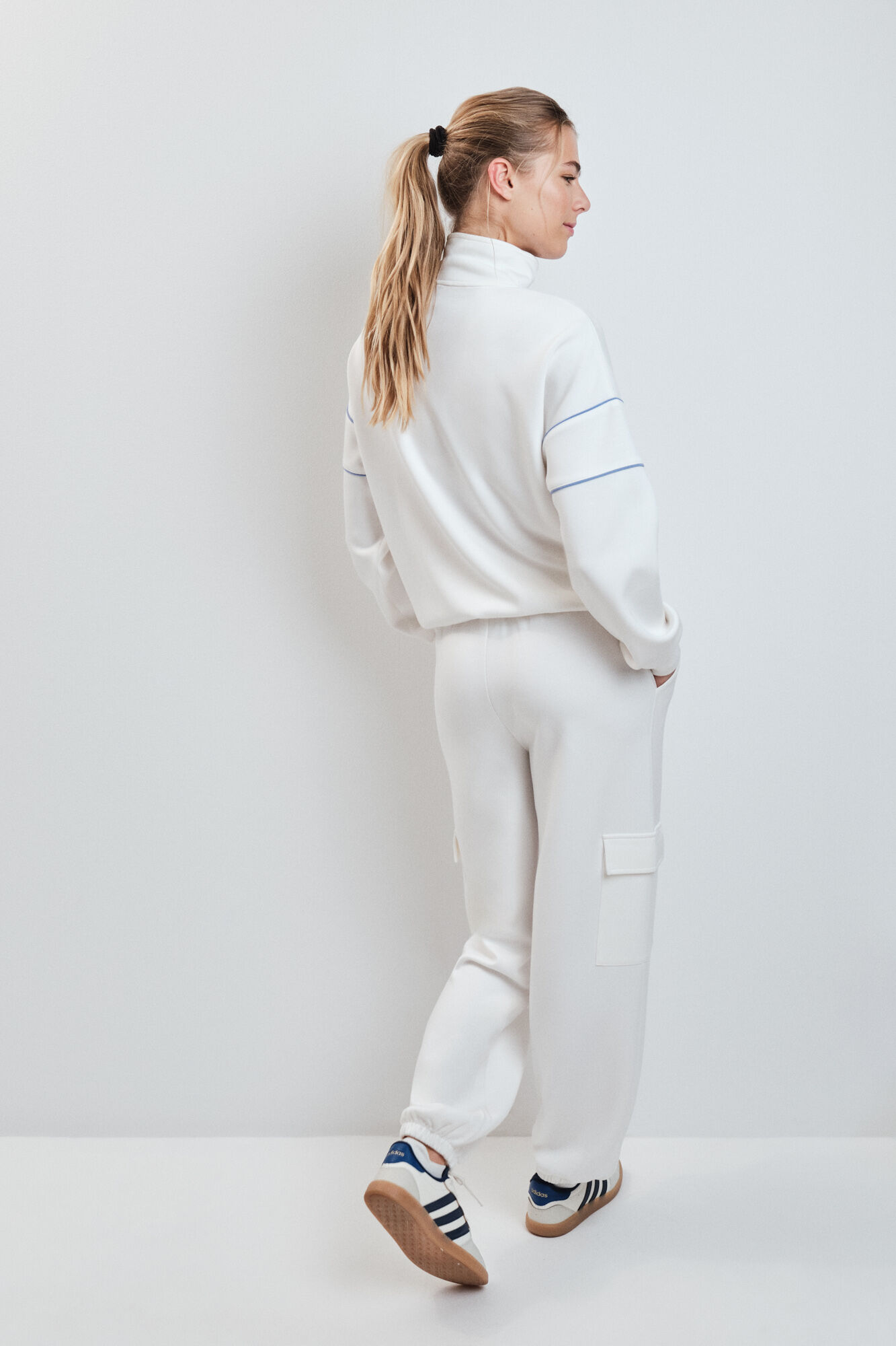 Dash and Stars Pantal&oacute;n largo ancho blanco beige