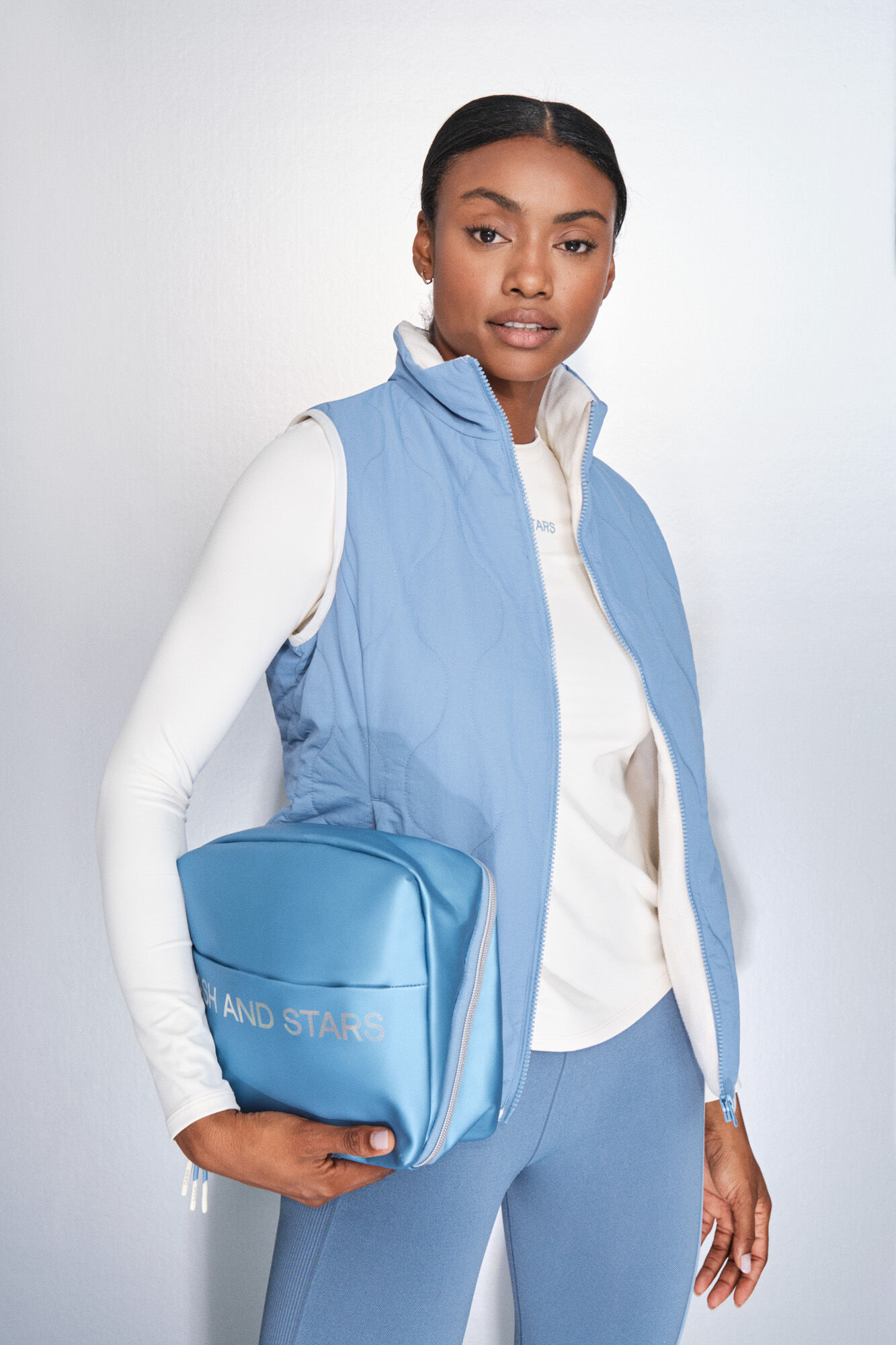 Dash and Stars Acolchado acolchado con chaleco azul azul