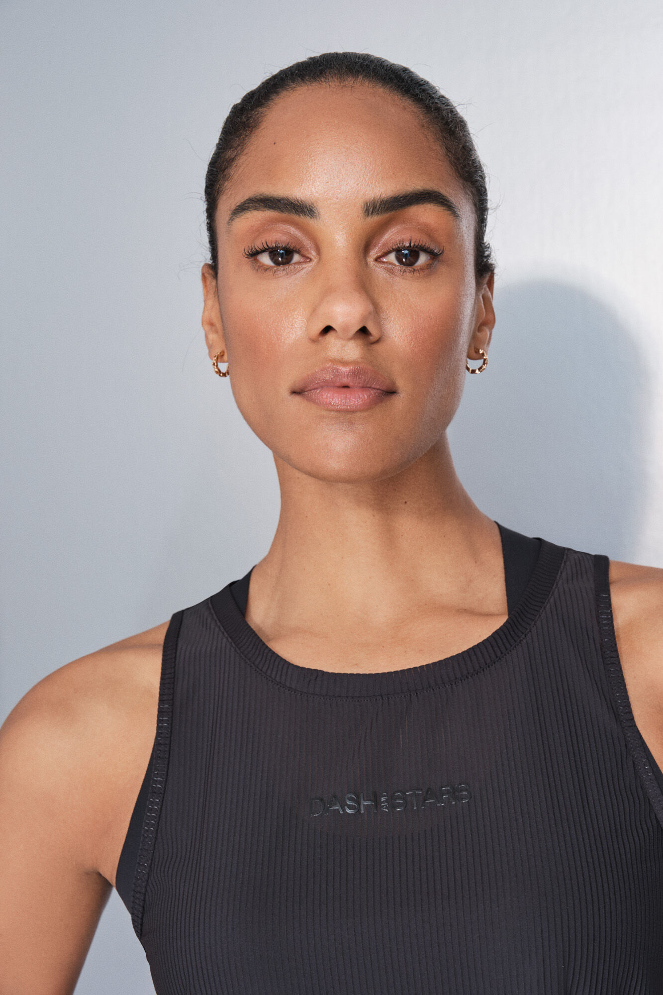 Dash and Stars Playera negra con cuello halter negro