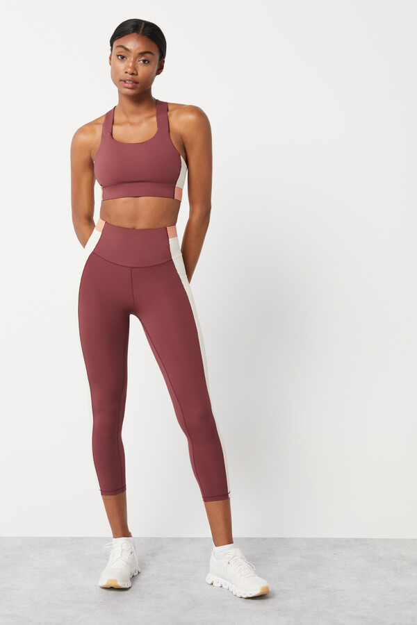 Dash and Stars Leggings crop color block granate 4D Stretch púrpura