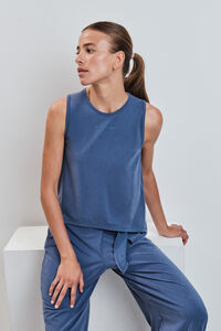 Dash and Stars Playera sin mangas tacto suave azul