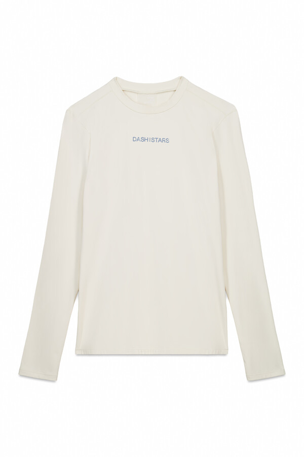 Dash and Stars Playera blanca de manga larga beige