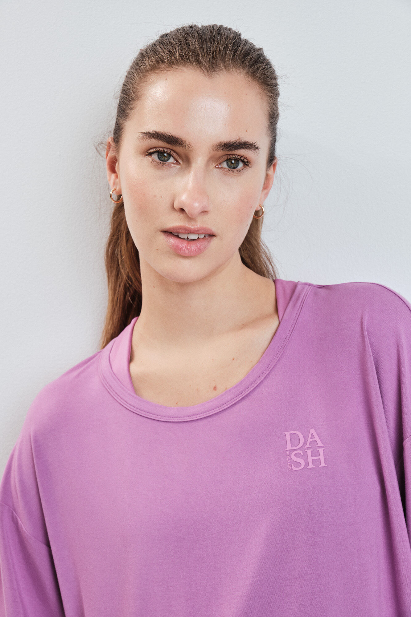 Dash and Stars Playera manga corta extra suave rosa