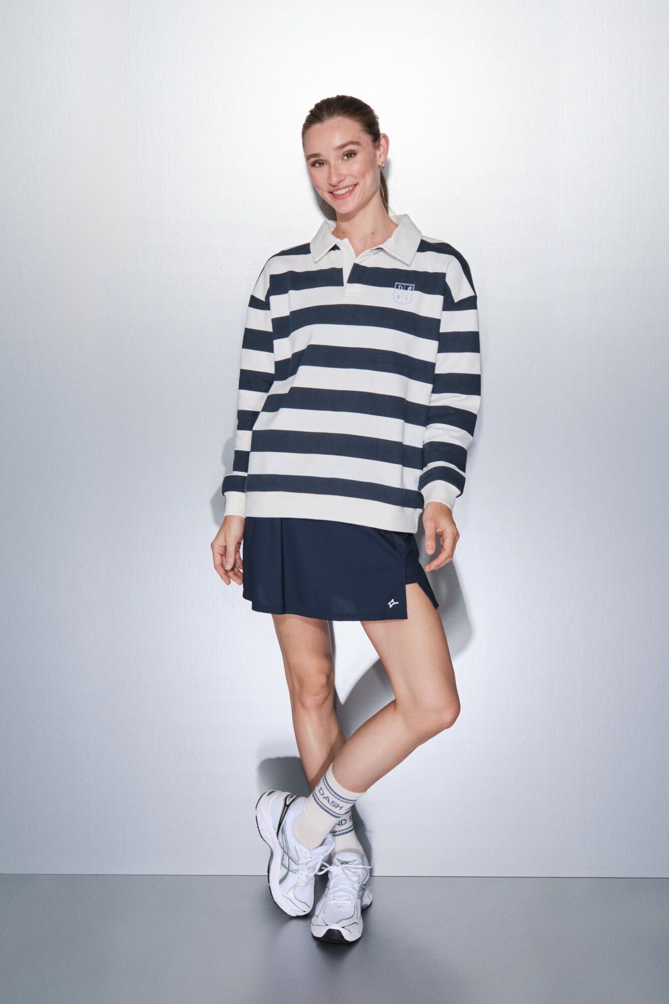 Dash and Stars Sudadera de forro polar 100% algod&oacute;n con estampado de rayas azul