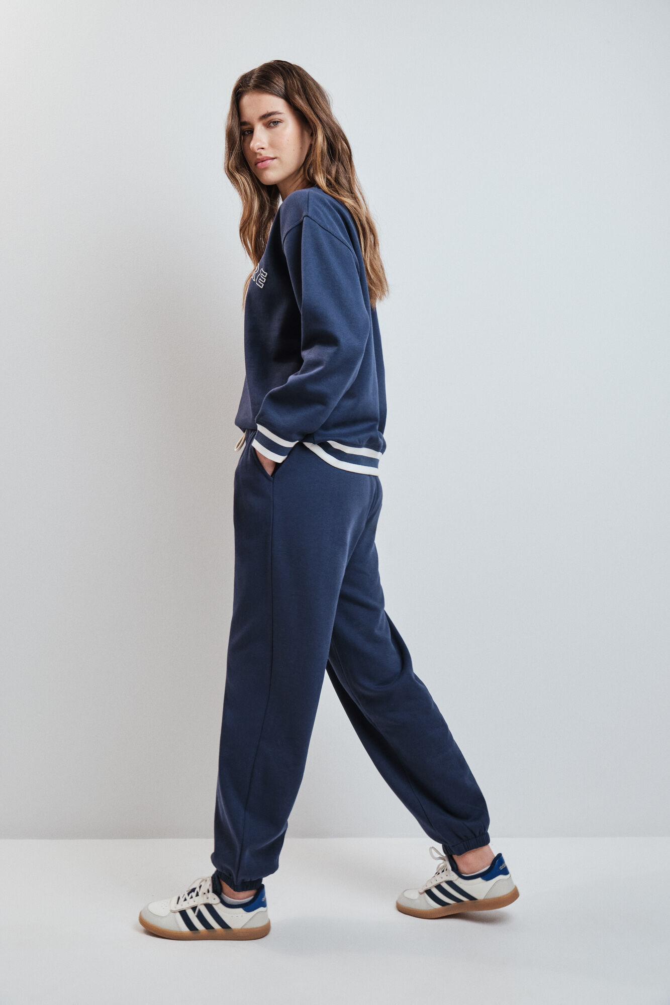 Dash and Stars Pantal&oacute;n recto de felpa azul azul