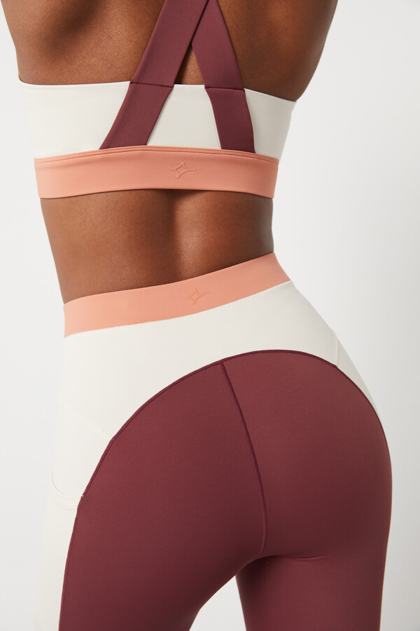 Dash and Stars Leggings crop color block granate 4D Stretch púrpura
