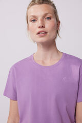 Dash and Stars Camiseta cropped manga corta morada estampado