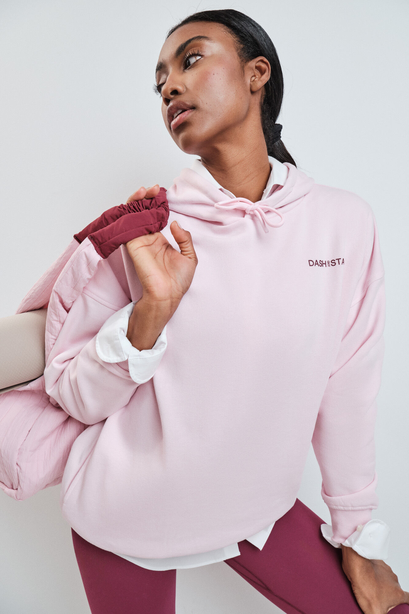 Dash and Stars Sudadera de algod&oacute;n afelpado rosa