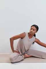 Dash and Stars Playera sin mangas de rib beige caf&eacute;