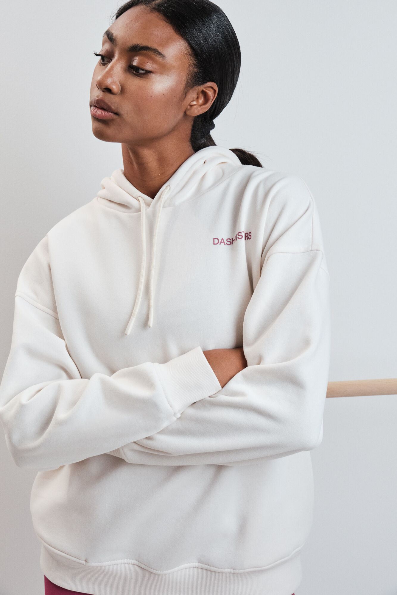 Dash and Stars Sudadera de felpa de algod&oacute;n blanco beige