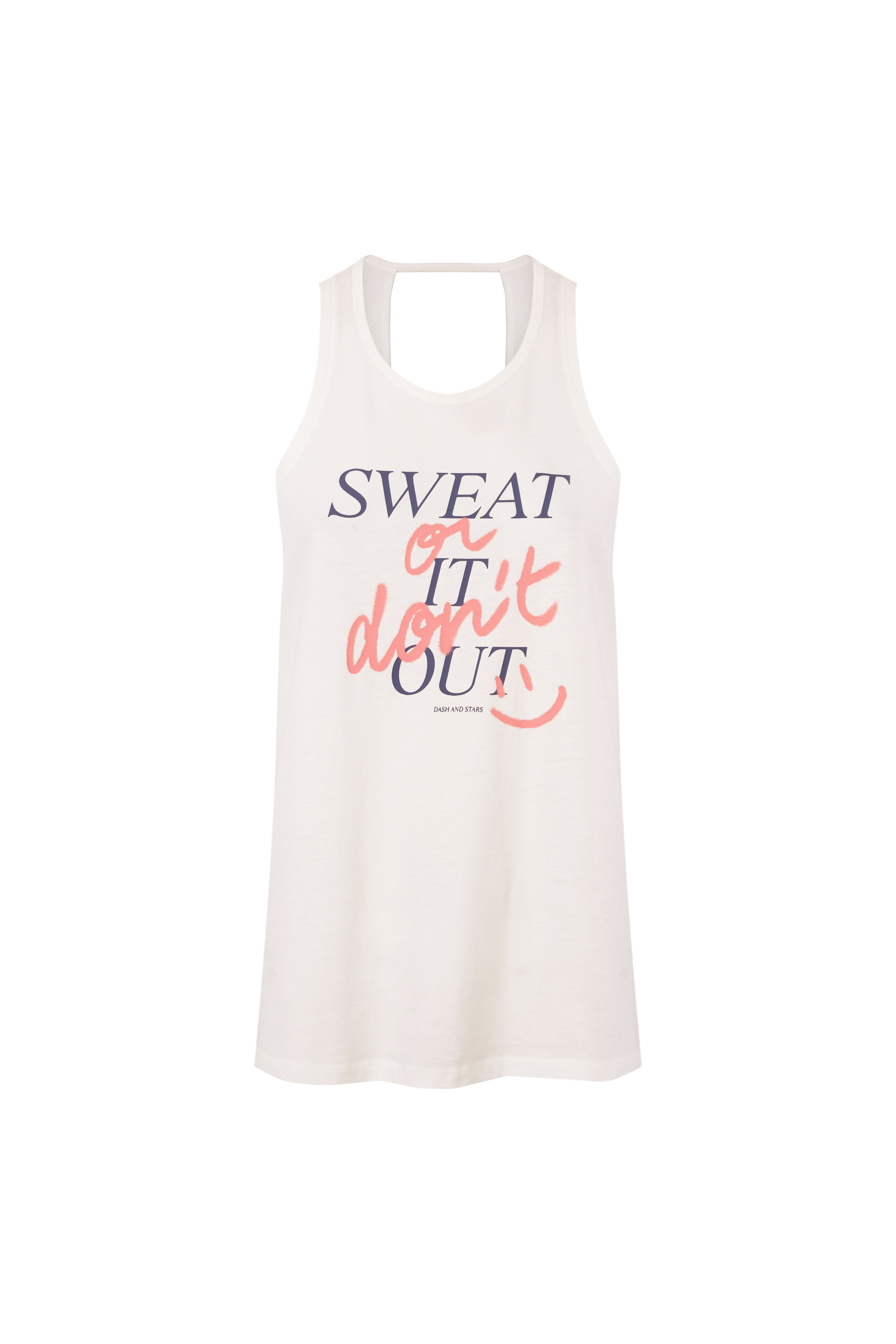 Dash and Stars Playera sin mangas de algod&oacute;n blanco beige