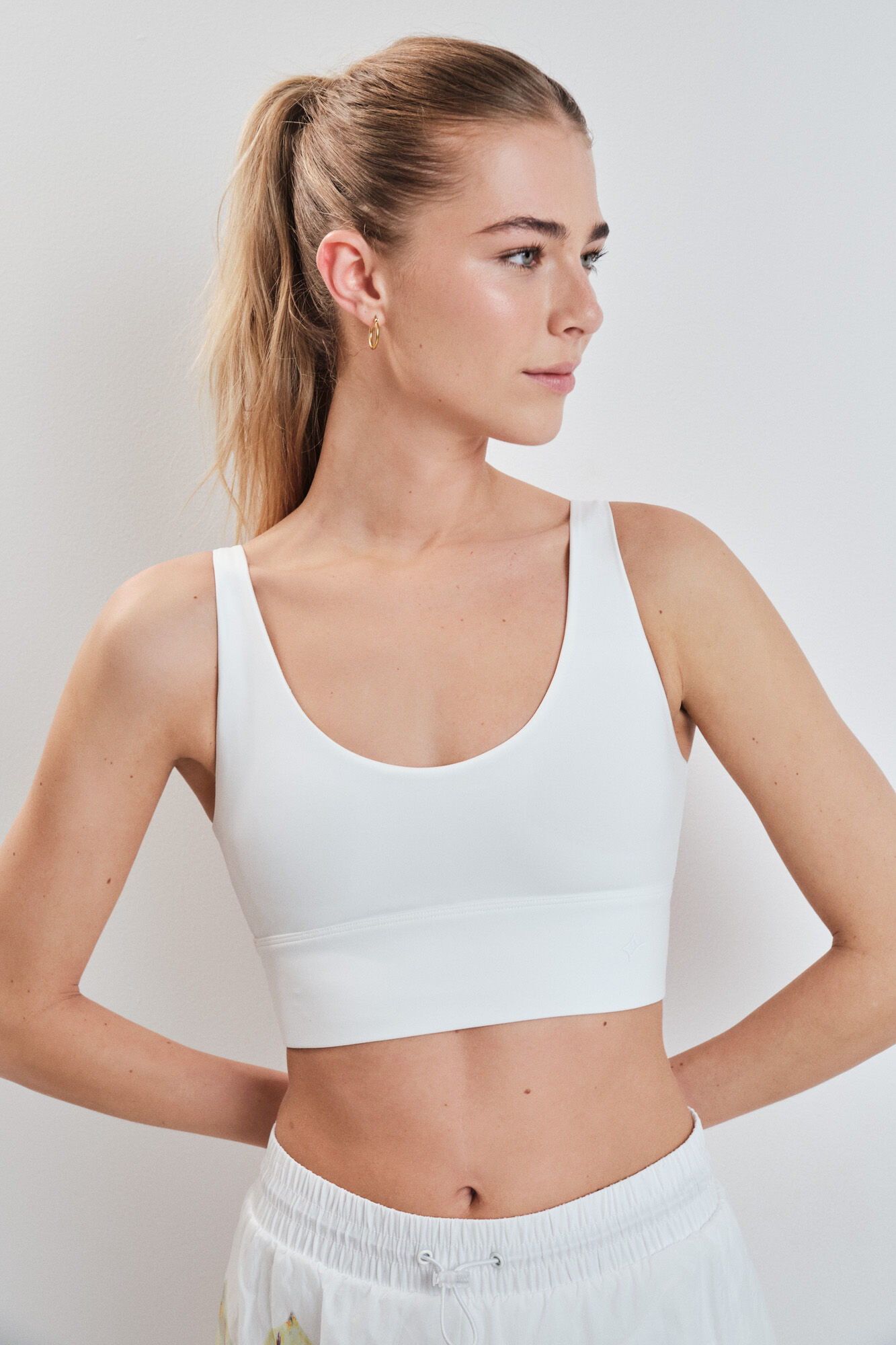 Dash and Stars Brasier deportivo crop 4D Stretch blanco