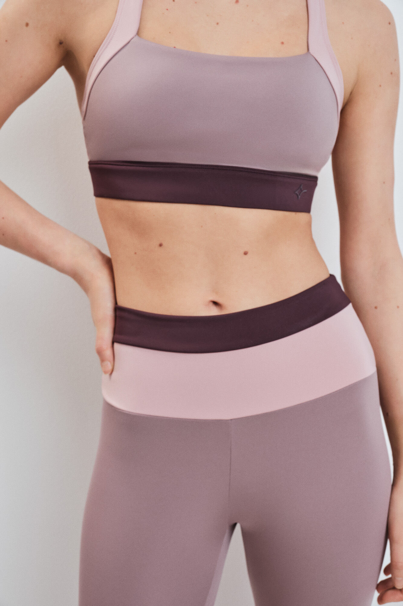 Dash and Stars Leggings crop 4D STRETCH color block rosa