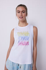 Dash and Stars Camiseta sin mangas blanca beige