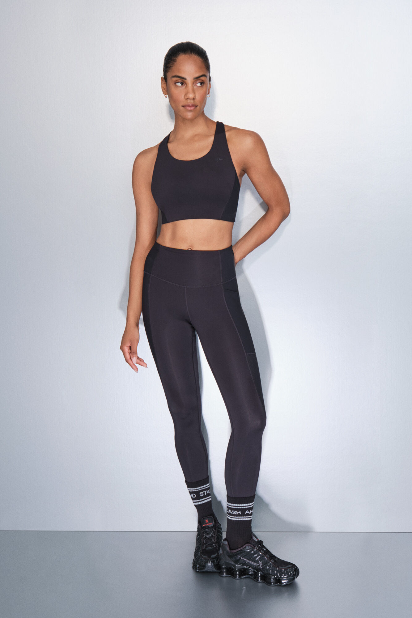 Dash and Stars Brasier deportivo negro el&aacute;stico 4D negro