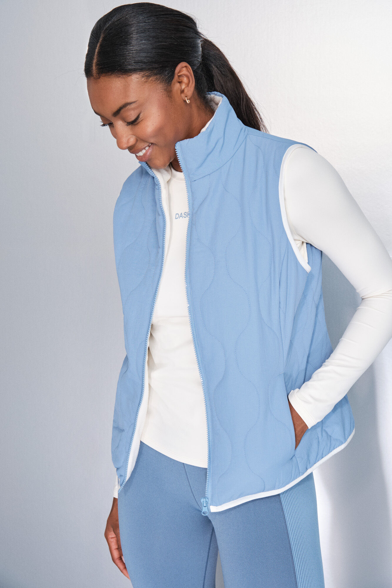 Dash and Stars Acolchado acolchado con chaleco azul azul